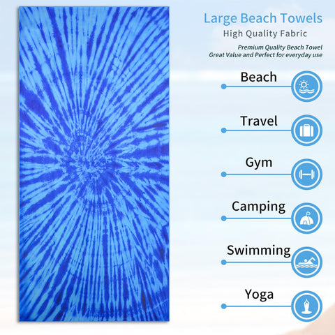 Vorvowry Microfibre Beach Towels for Adults Women Men Extra Large Lightweight Quick Dry Sand Free Travel Towel Double Sided Printing for Swim Sports