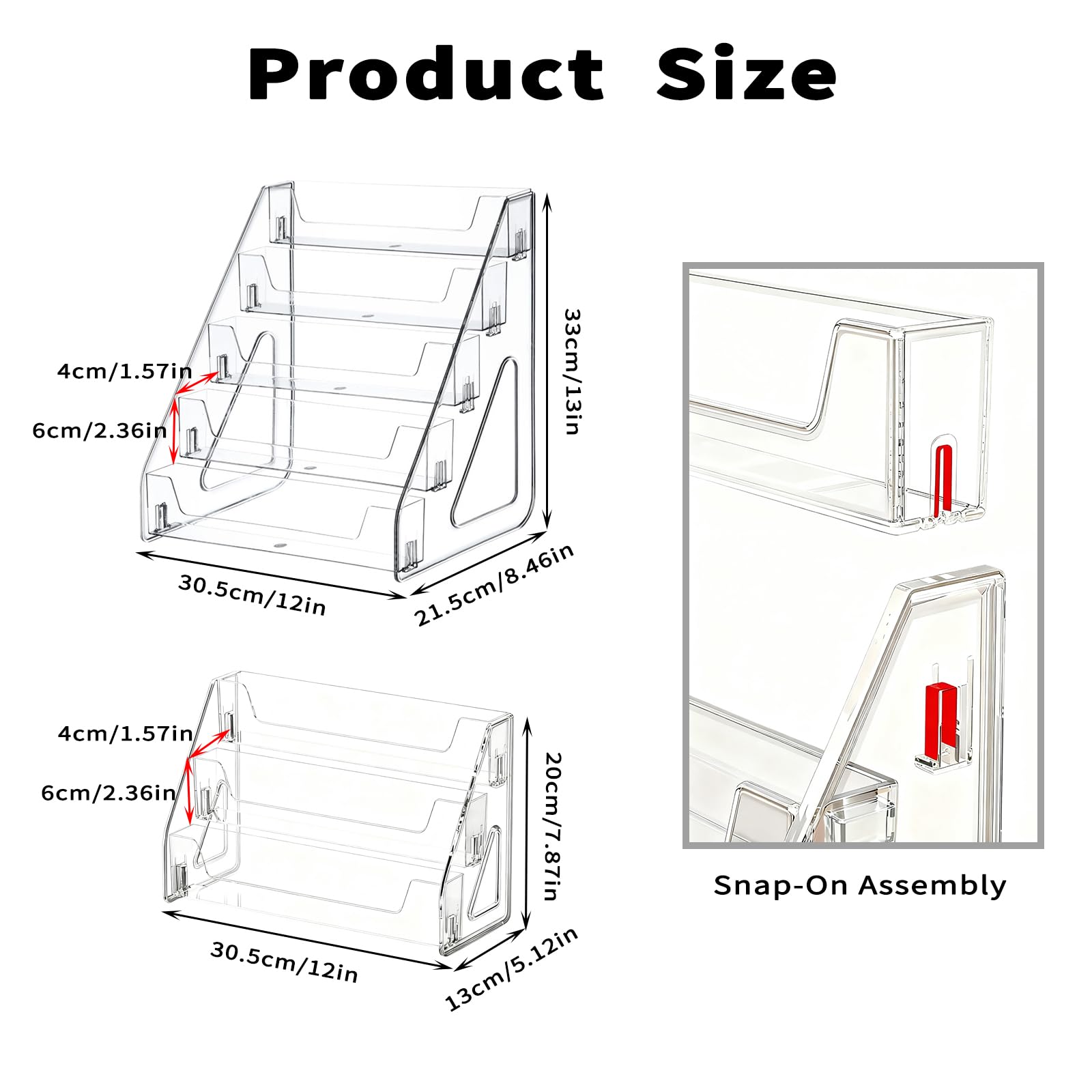 JWShang Card Display Stand, 5-Tier Clear PET Rack for Graded Cards, 2 Pack