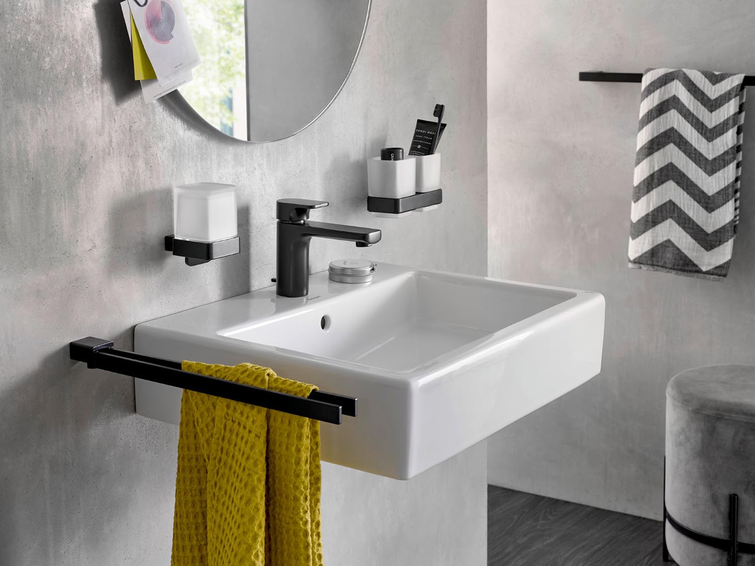 Emco Loft Wall Mounted Soap Dispenser, Elegant and Compact Wall Soap Dispenser Made of Metal and Crystal Glass, Liquid Soap Dispenser