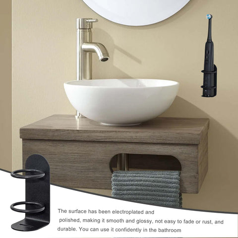 2 Packs Electric Toothbrush Holder, Wall Mounted, Self-Adhesive, Stick On The Wall For Bathroom, Non-Drilling (Black)