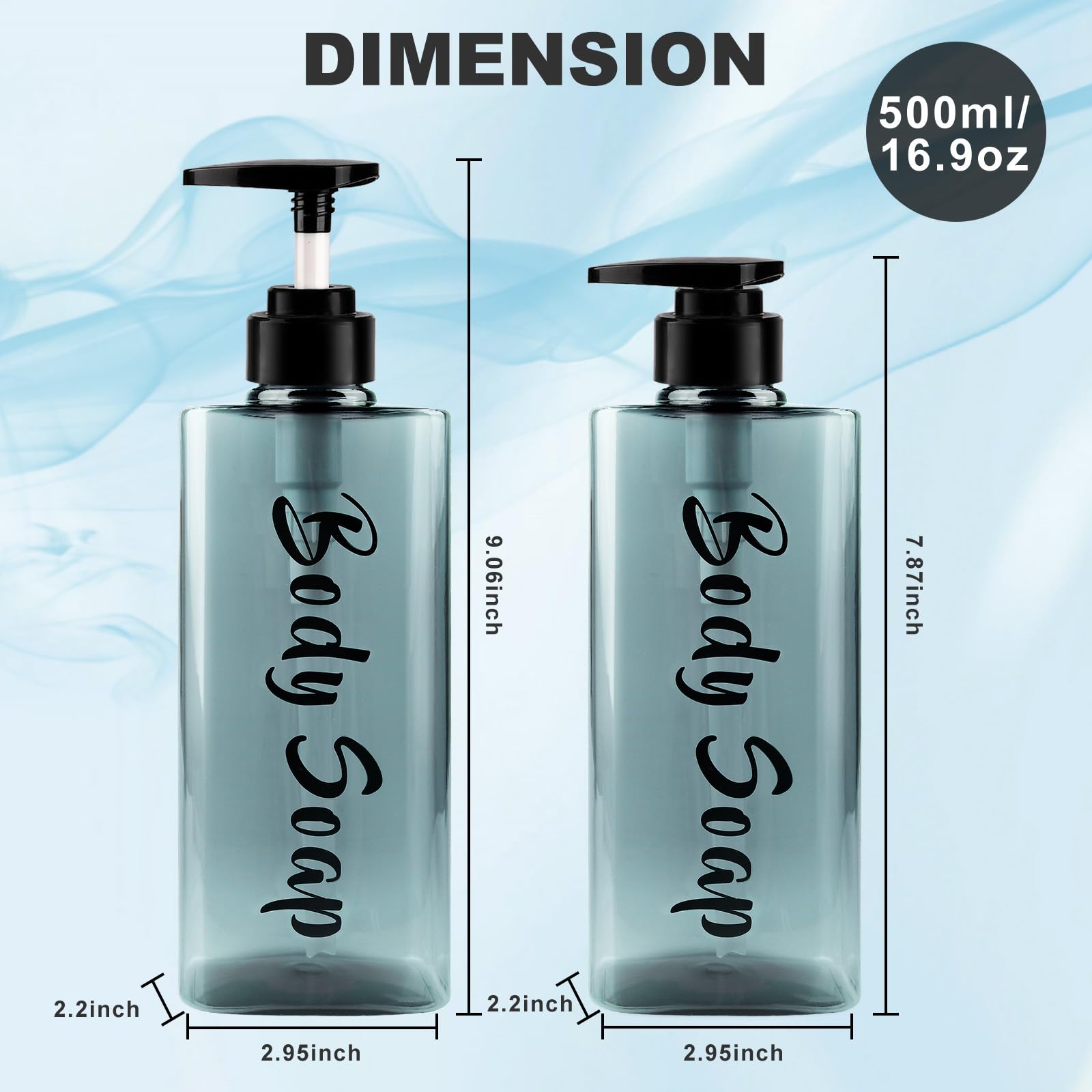 ILIKEPOW 3pcs Shampoo and Conditioner Dispenser, Blue, for Bathroom