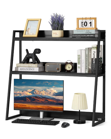 VEVOR Desktop Bookshelf, 2-Tier Desktop Storage Organizer, 37.4" x 12.6" x 35.4" Office Desk Storage Rack Display Shelf