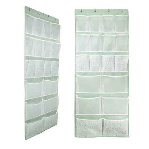 2-Pack 18 Pockets Over Door Hanging Shoes Organiser with 4 Kinds Pouch,Behind Closet Hanging Clothes Shelf,Back of Bathroom Door Storage