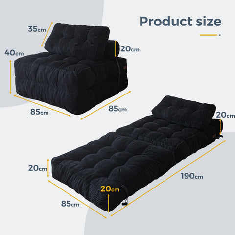 MAXYOYO Folding Sofa Bed, Convertible Sleeper Chair with Pillow Foldable Mattress with Back Support