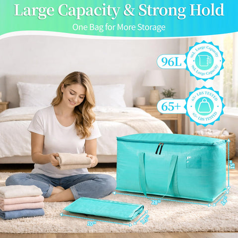 Averrex 4 Pack 96L Heavy Duty Moving Bags, Waterproof Large Storage bags