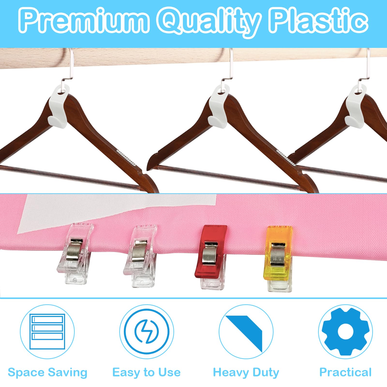 55Pcs Closet Hanger Extender Clips, Multi-Layer Wardrobe Connecting Hook