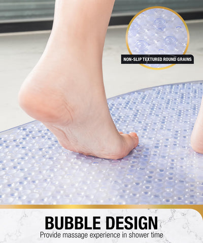 HITSLAM Oval Bath Mat Non Slip Anti Mould Kids Shower Mat, 68x38cm, Clear