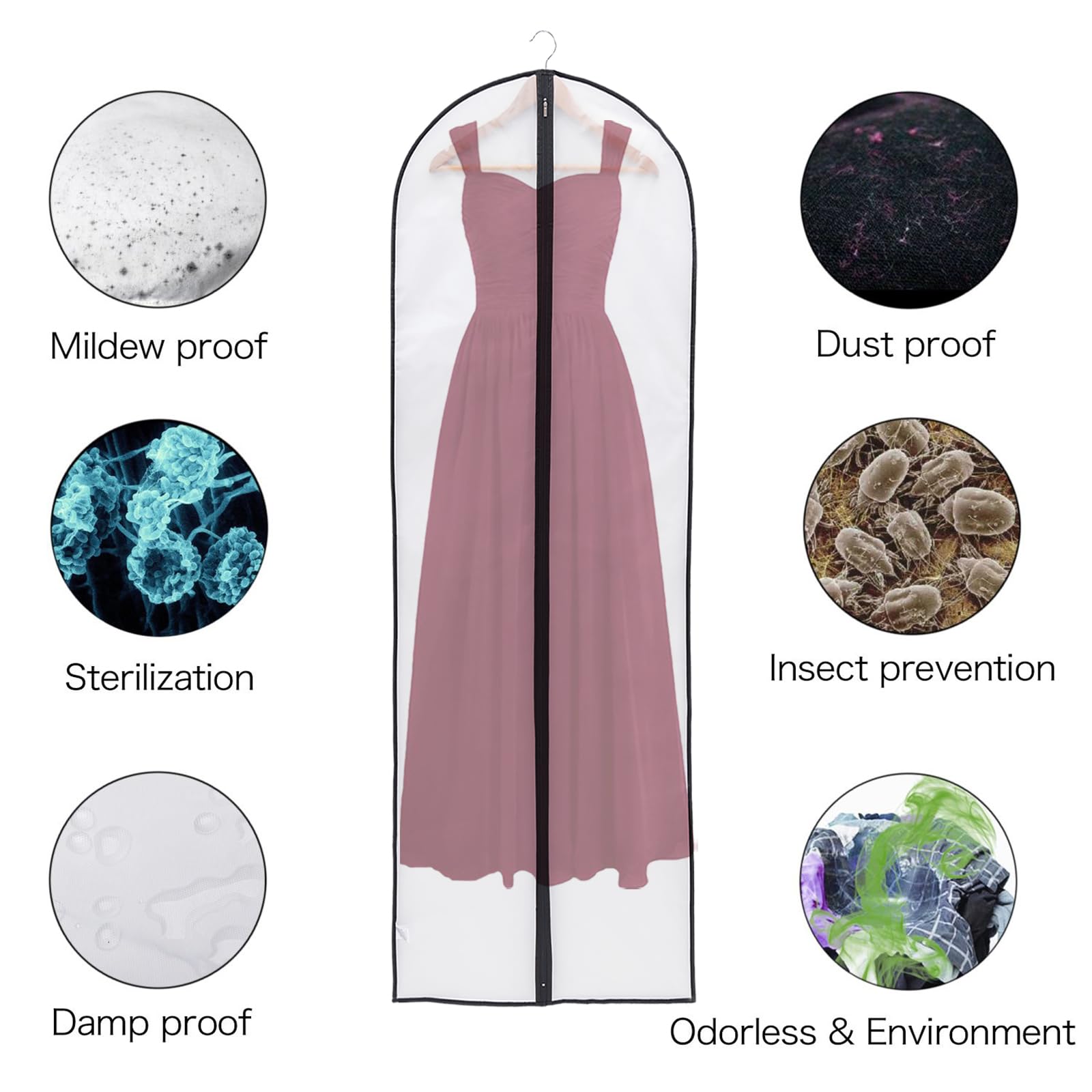 Niviy Wedding Dress Bag 60 x 180 cm, Long Dress Garment Cover with Handle