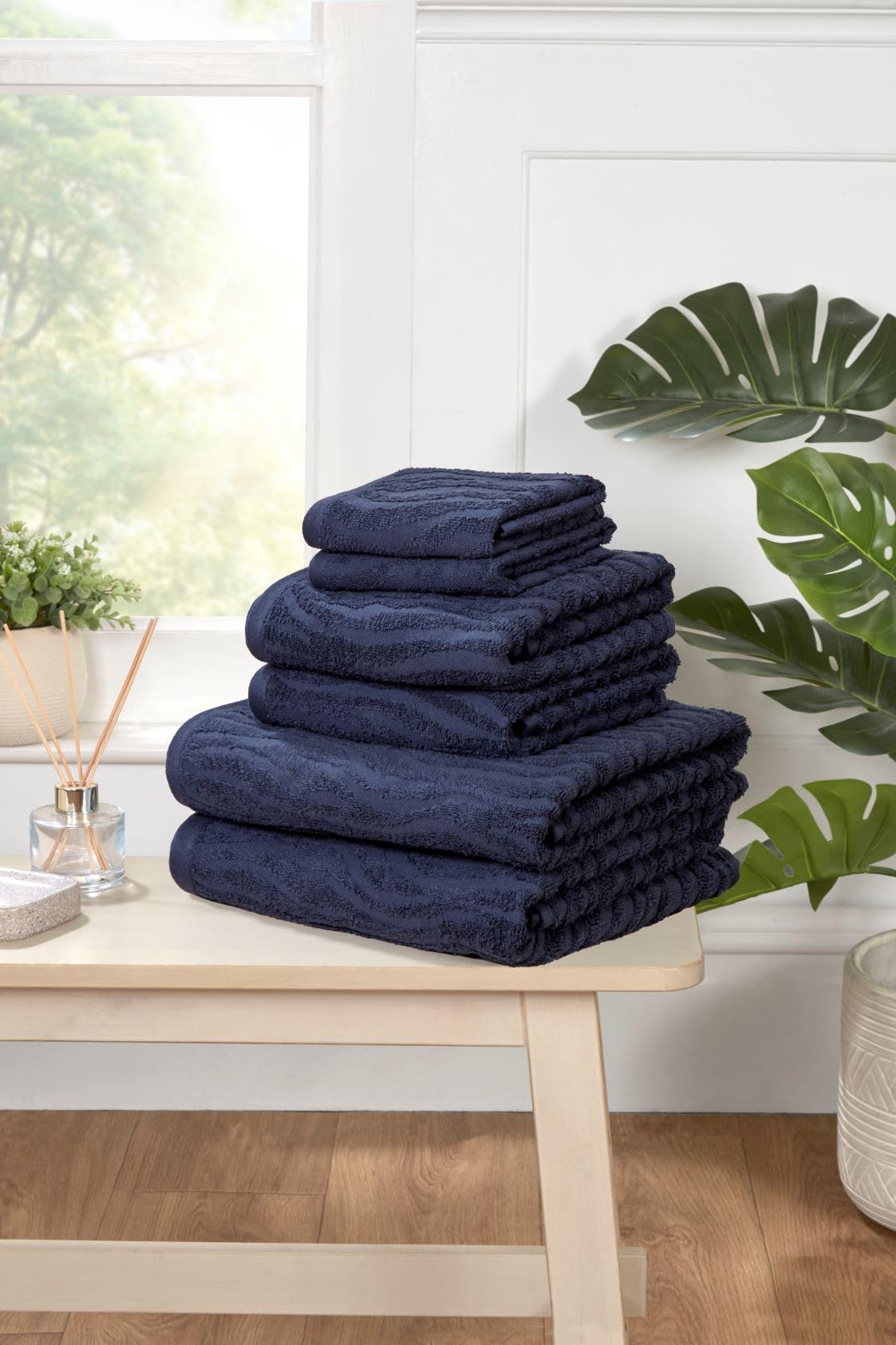 Rapport Home Safari 6-Piece Towel Bale | Bale Midnight Blue | Luxurious 100% Cotton 500gsm Bathroom Set