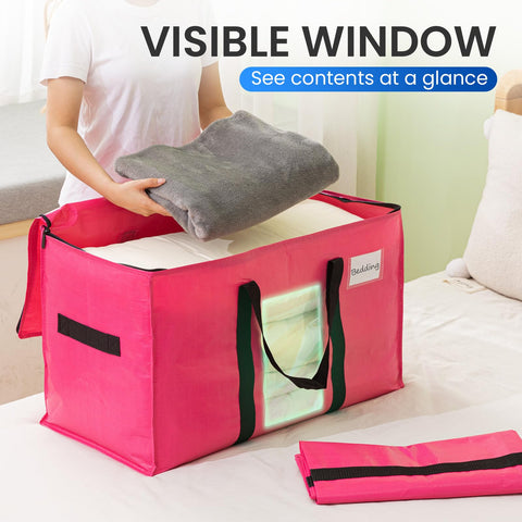 TAILI Moving Bags Extra Large Heavy Duty, Clear Window, 6 Pack Pink