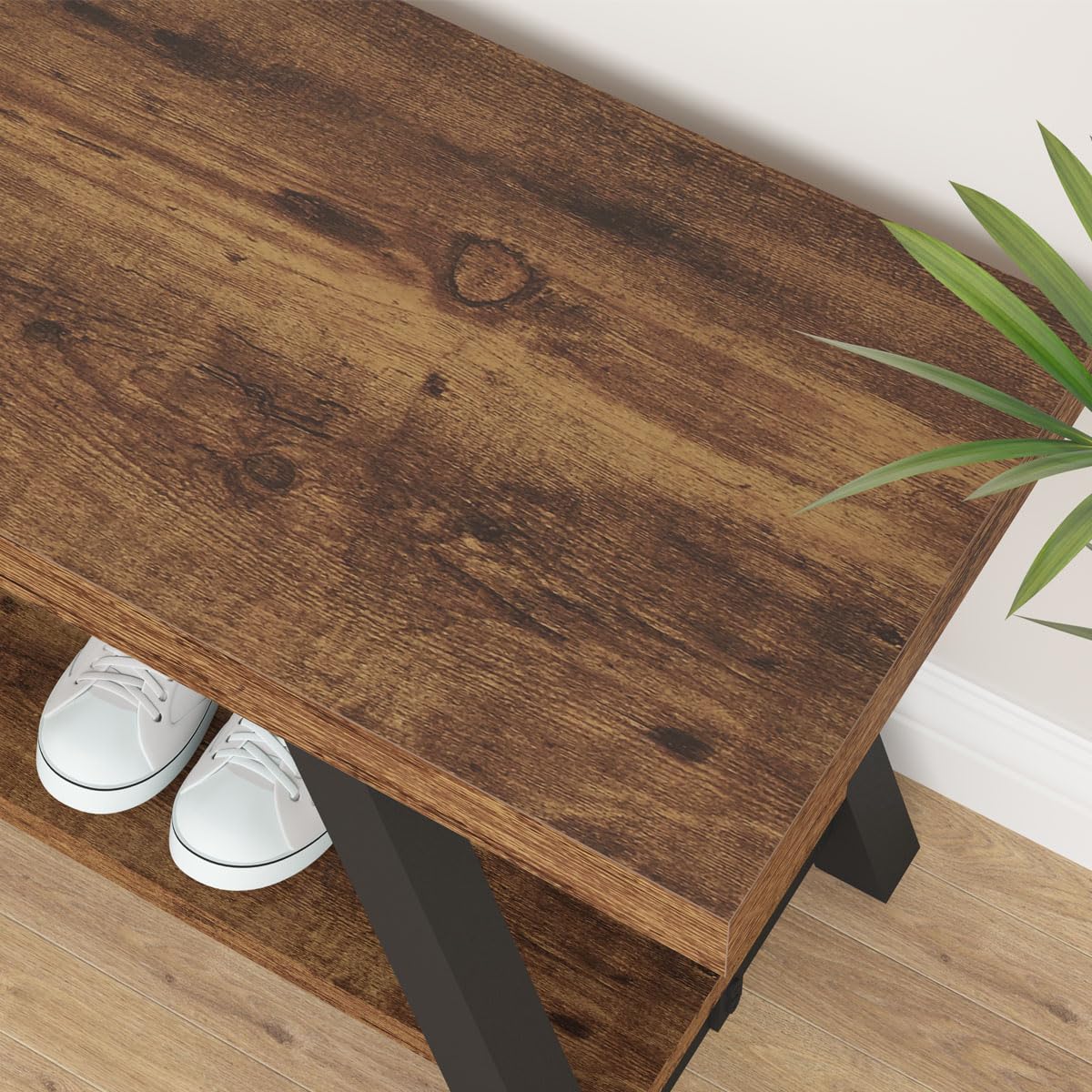 LVB Shoe Storage Bench Entryway Benches for Hallway 120cm Rustic Brown