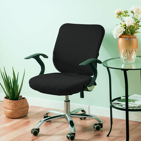 Fenteer Stretch Office Covers Seat Cover Slipcover Desk Seat Cushion Protectors for Computer, Black