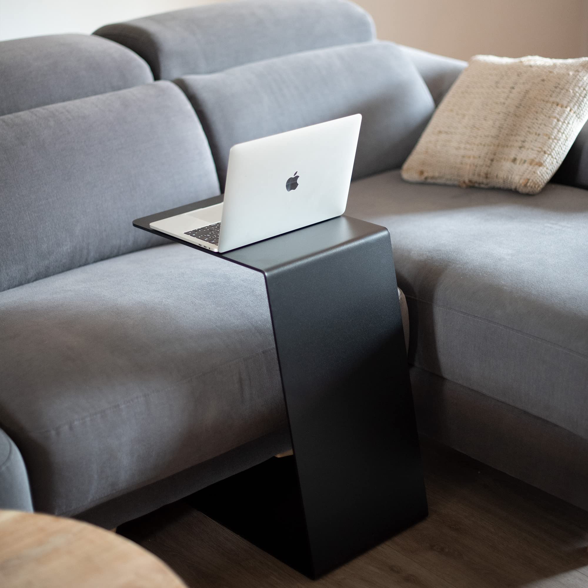 MILUKA Black Side Table Living room | C Table as a Small Coffee Table for Sofa, Slim Bedside Table or Under Sofa table | Narrow Side Table