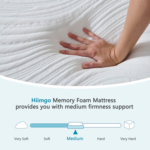 Hiimgo King Mattress Memory Foam - Orthopaedic Medium Firm Support, Breathable Carved Knitted Cover for Back Pain & Pressure Relief (200x150x20cm)