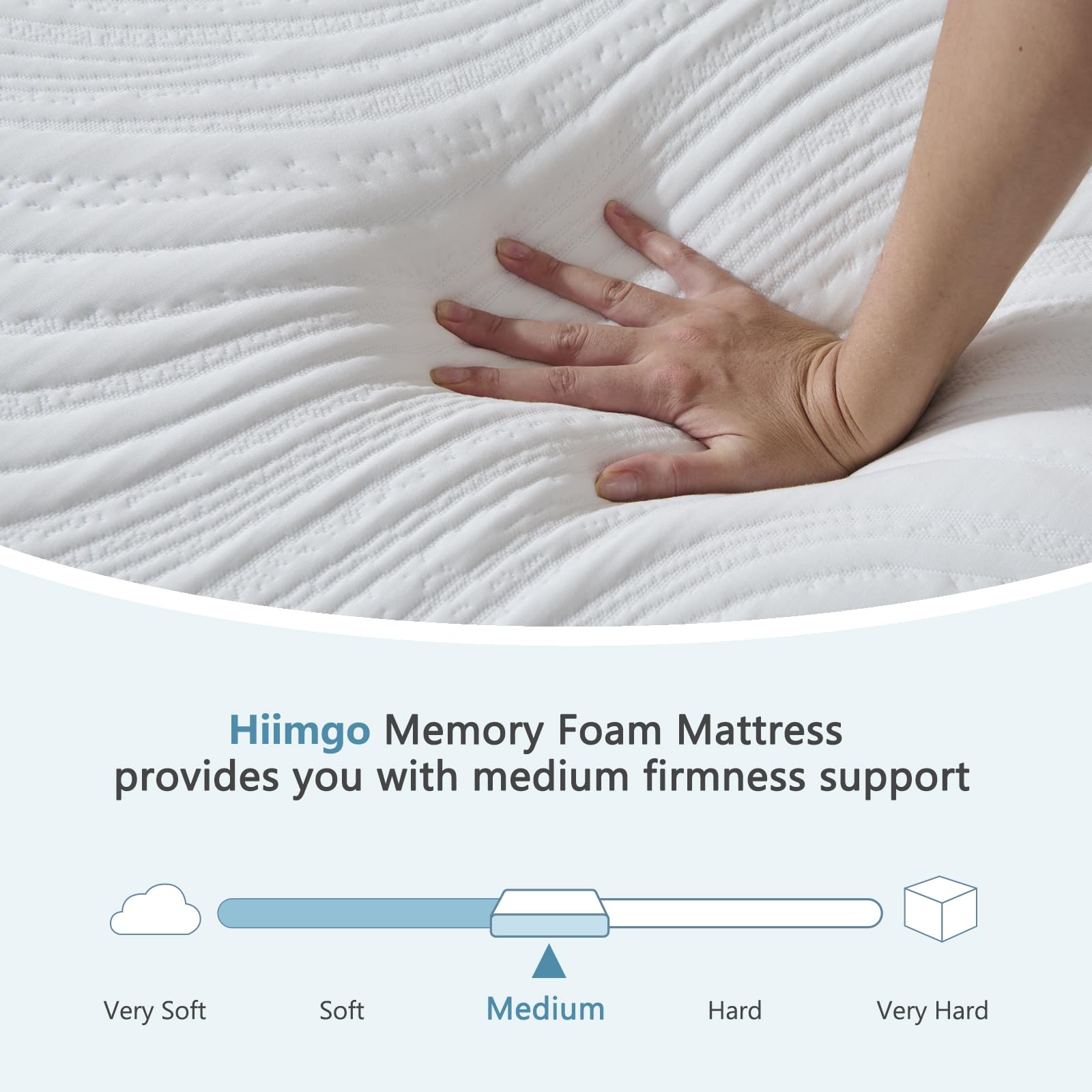 Hiimgo Super King Mattress Memory Foam - Orthopaedic Medium Firm Support, Breathable Carved Knitted Cover for Back Pain & Pressure Relief
