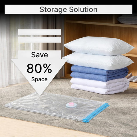DOMIRA Vacuum Storage Bags – Space Saver Bags For Clothes, Duvets, Travel – Airtight Compression Seal – Reusable, Heavy Duty Vacuum Bags (Large, 3PK)