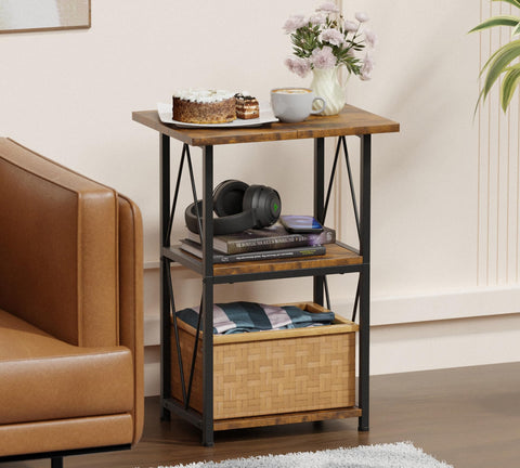 Upgraded Expanded Surface Record Player Stand, 3 Tier End Table with Vinyl Record Storage, 50x40cm Record Player Table