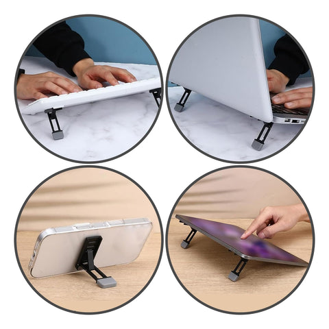 Zolventiq 2 Pcs Portable Keyboard Riser, Three Tilt Angle Adjustable Foldable Invisible Laptop Riser, Zinc Alloy Mini Laptop Stand