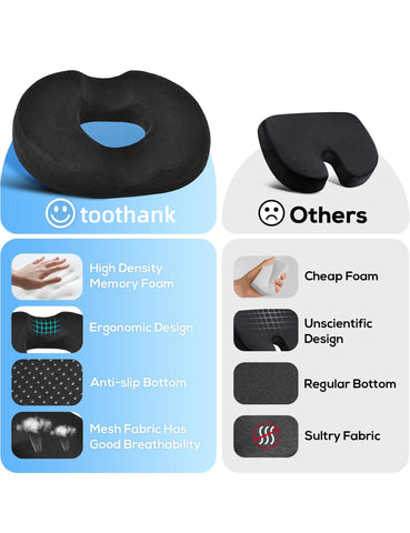 Donut Cushion for Hemorrhoids & Postpartum Recovery - Memory Foam Coccyx Cushion for Tailbone Pain Relief, Orthopedic Seat Cushion for Office Chair