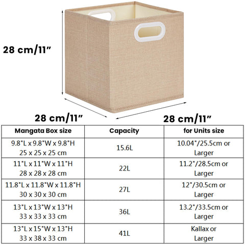 Mangata Cube Storage Boxes 28x28x28cm, Light Khaki, 3Pcs