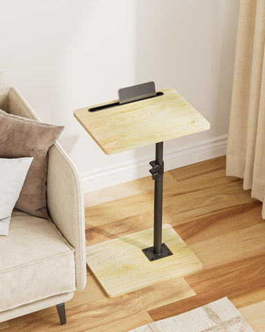 HEYZOEY C-Shaped Side Table Adjustable, 360° Swivel Sofa End Table, 40x30x45-83cm, Small Coffee Table, Bedside Table for Living Room, Bedroom