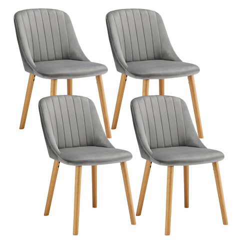 Goeurvant Dining Chairs Polyester Kitchen Chairs Set of 4 Upholstered Chair for Living Room with Wood Legs, Light Grey