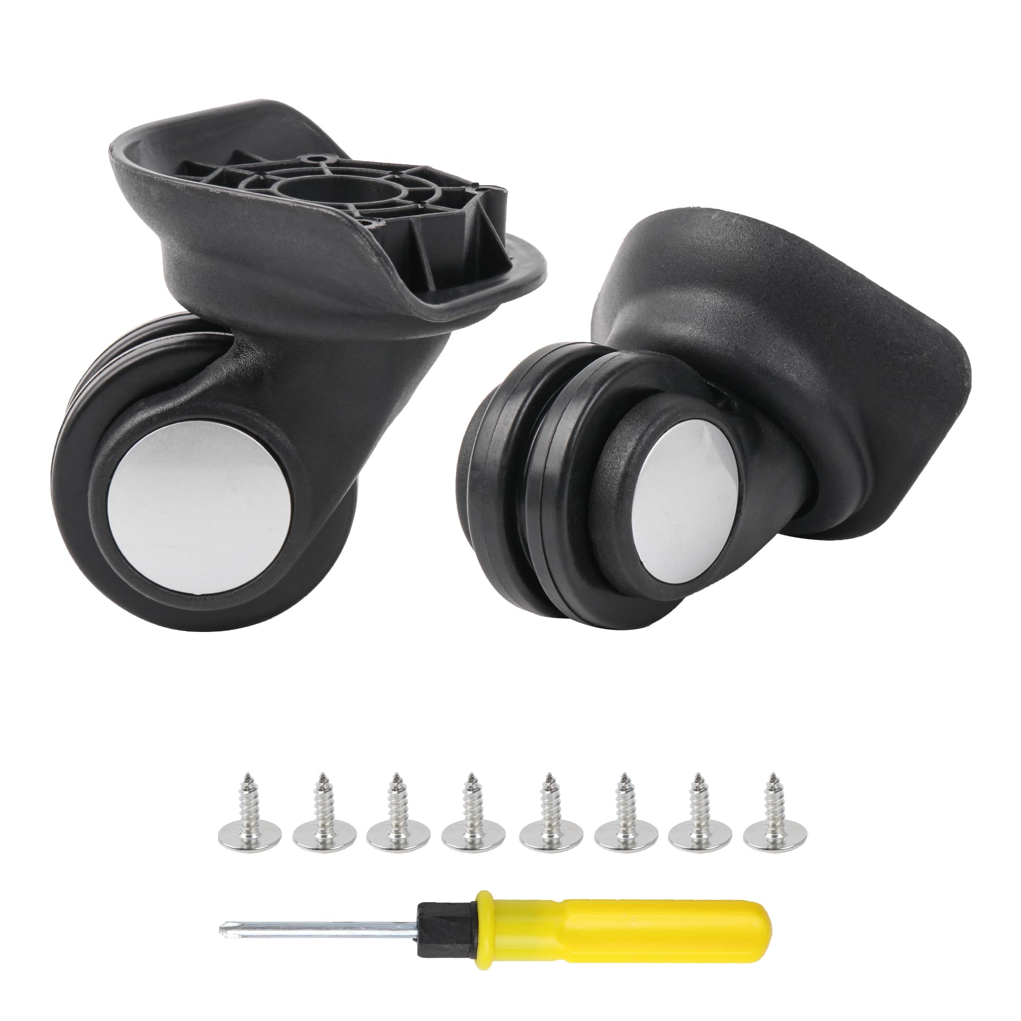BQLZR 8x9.1x7cm Black Plastic Swivel Suitcase Caster Luggage Wheels Replacement Left&Right DIY with 4 Holes