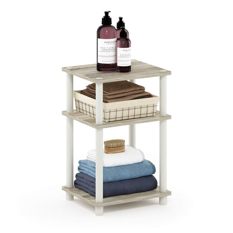 Furinno JUST Side Table, 3-Tier End Table, Open Shelves Night Stand, Bedside Table, Toolless Assembly, for Living Room, Bedroom, Sonoma Oak