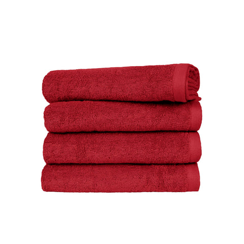 Ruggeri 4 Piece Guest Towel Set, 40x50 cm, Soft Cotton, Red