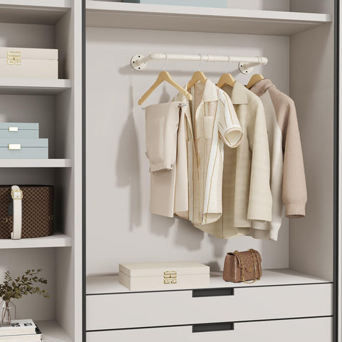 YheenLf 64cm Wall Mounted Clothes Rail, Garment Rack, White, 2 Pack