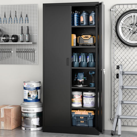 TaskStorz Metal Storage Cabinet, Office Storage Cabinet, Black,180*80*40cm