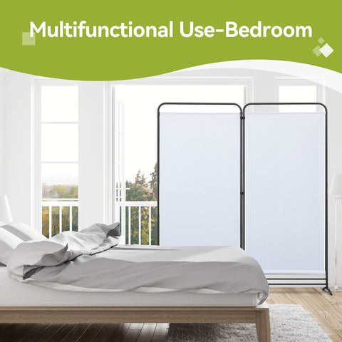 Angel Living 2 Panels Folding Room Divider, Privacy Screen Composed of Polyester Fabric and Sturdy Iron Frame