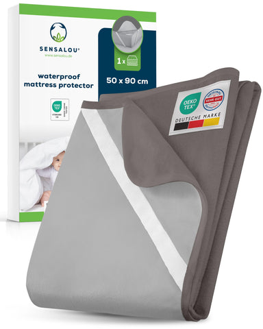 Sensalou Waterproof Mattress Protector 50 x 90 cm Grey – Mattress Cover for Bed and Baby Cot