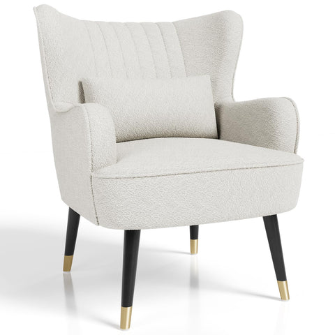 Vesgantti Teddy Accent Chair with Lumbar Pillow, Wing Back Large Armchair