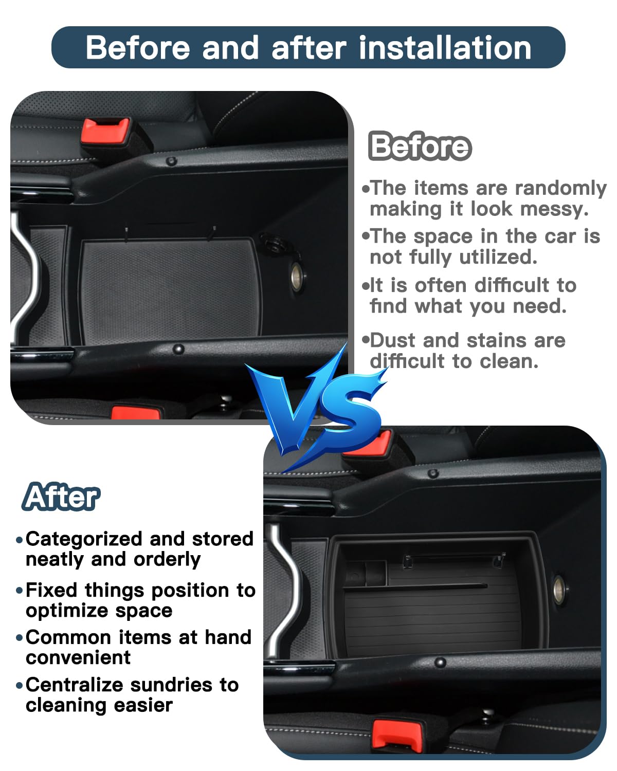 Ruiya Compatible with New VW Tiguan 3 2024 2025 2026 Centre Console Storage Box, Tiguan 3 Armrest Organizer Tray Centre Console Organizer Centre