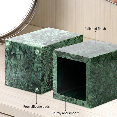 Natural Marble Toothbrush Holder, Blackish Green, 8.5 x 8.5 x 10 cm