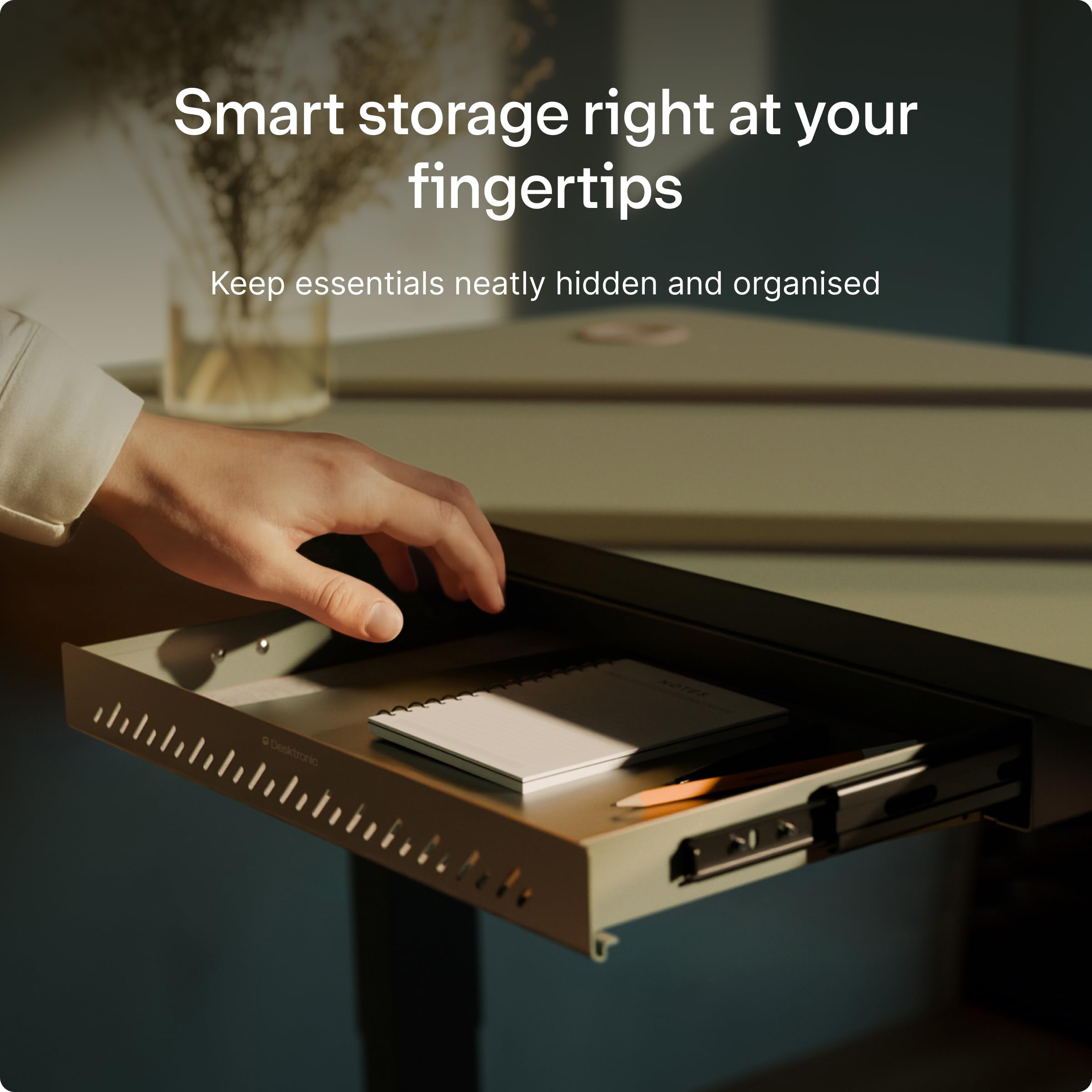 Desktronic Hidden Organizer, Under-Desk Storage Drawer - Easy Installation, Space-Saving, Large Capacity, Metal, for Office and Vanity