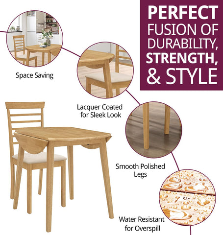 Hallowood Furniture Ledbury Small Drop Leaf Dining Table and Chairs Set 2