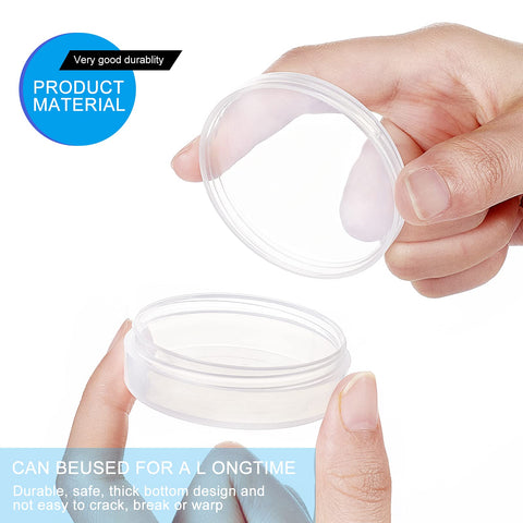 BENECREAT 20Pack PP Round Bead Storage Containers Cylinder Bead Containers Clear Storage Organizer Box 5.5x1.8cm with Screw Lids for Eye Shadow