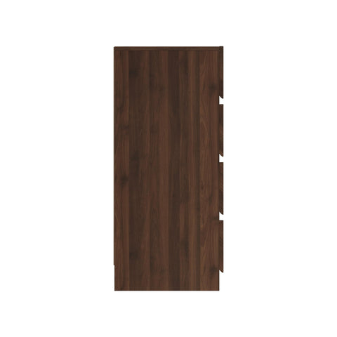 GFW Catania 4 Drawer Chest of Drawers, Royal Walnut Bedroom Storage Unit with Herringbone Drawer Fronts, Modern Handle-Free Furniture