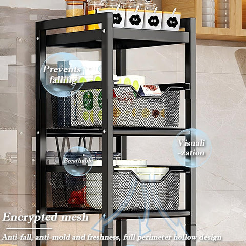 NUODWELL Kitchen Storage Trolley Cart, Rotating Storage Rack Cart