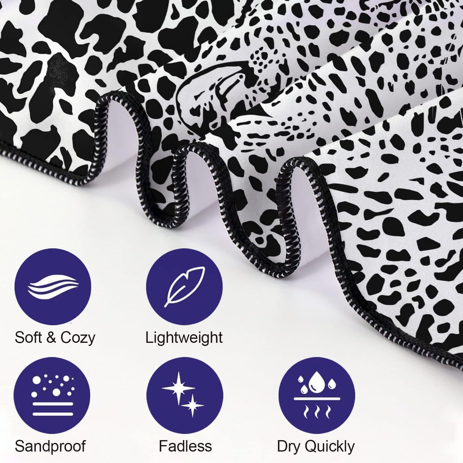 Vibe2Go Microfiber Leopard Beach Towel, Funny Cheetah Lightweight Beach Towels for Women Adults Girls