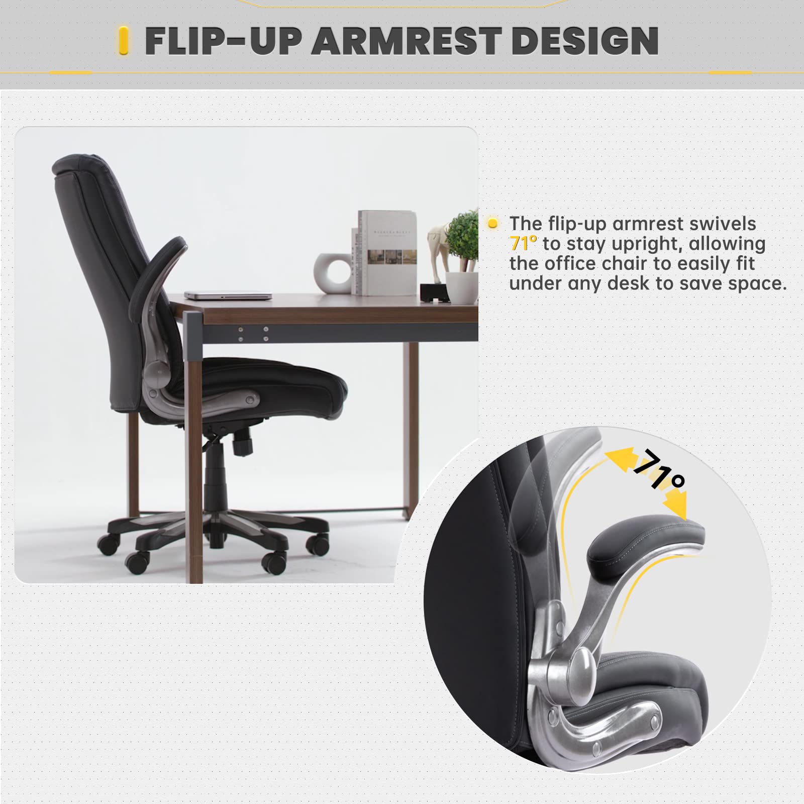 COLAMY Big and Tall Office Chair 400lbs, PU Leather Executive Office Chair for Heavy People