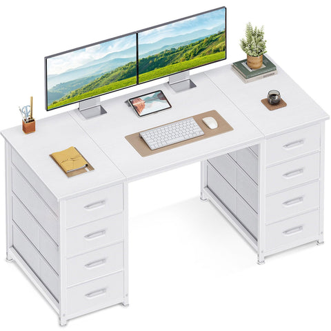 Coleshome Computer Desk with 8 Fabric Drawers, Office Desk with Storage