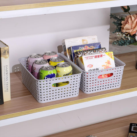 Jnktka 6 Pack Woven Storage Basket, Small Plastic Baskets for Shelves, Grey