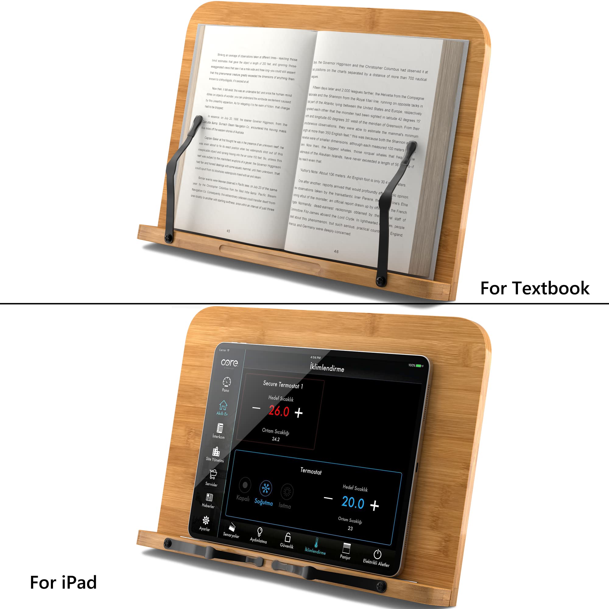 READAEER Bamboo Folding Portable Reading Stand Bookstand Cookbook Holder, S