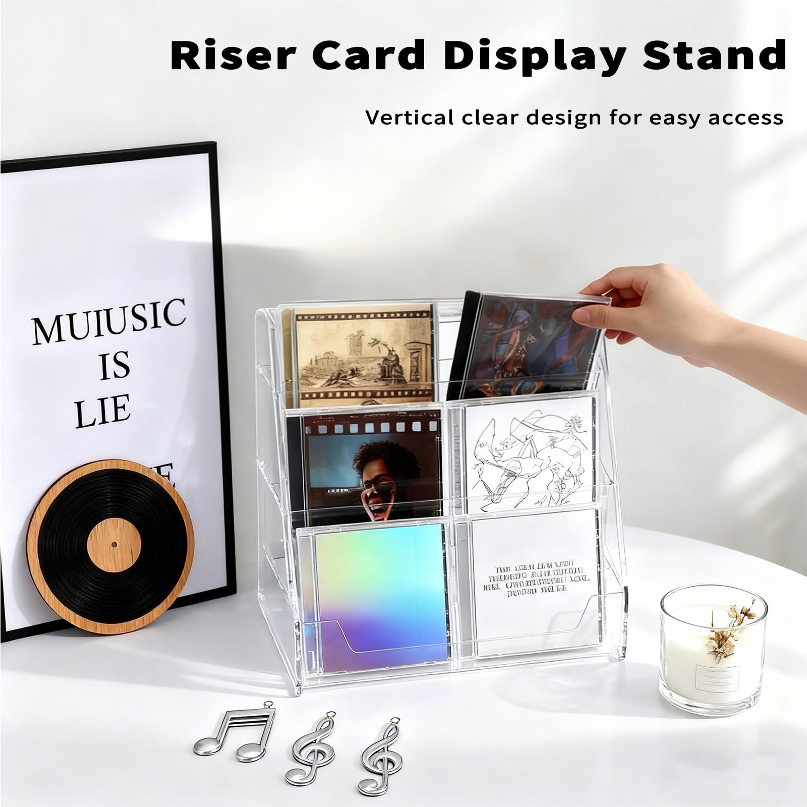 JWShang Card Display Stand, 5-Tier Clear PET Rack for Graded Cards, 2 Pack
