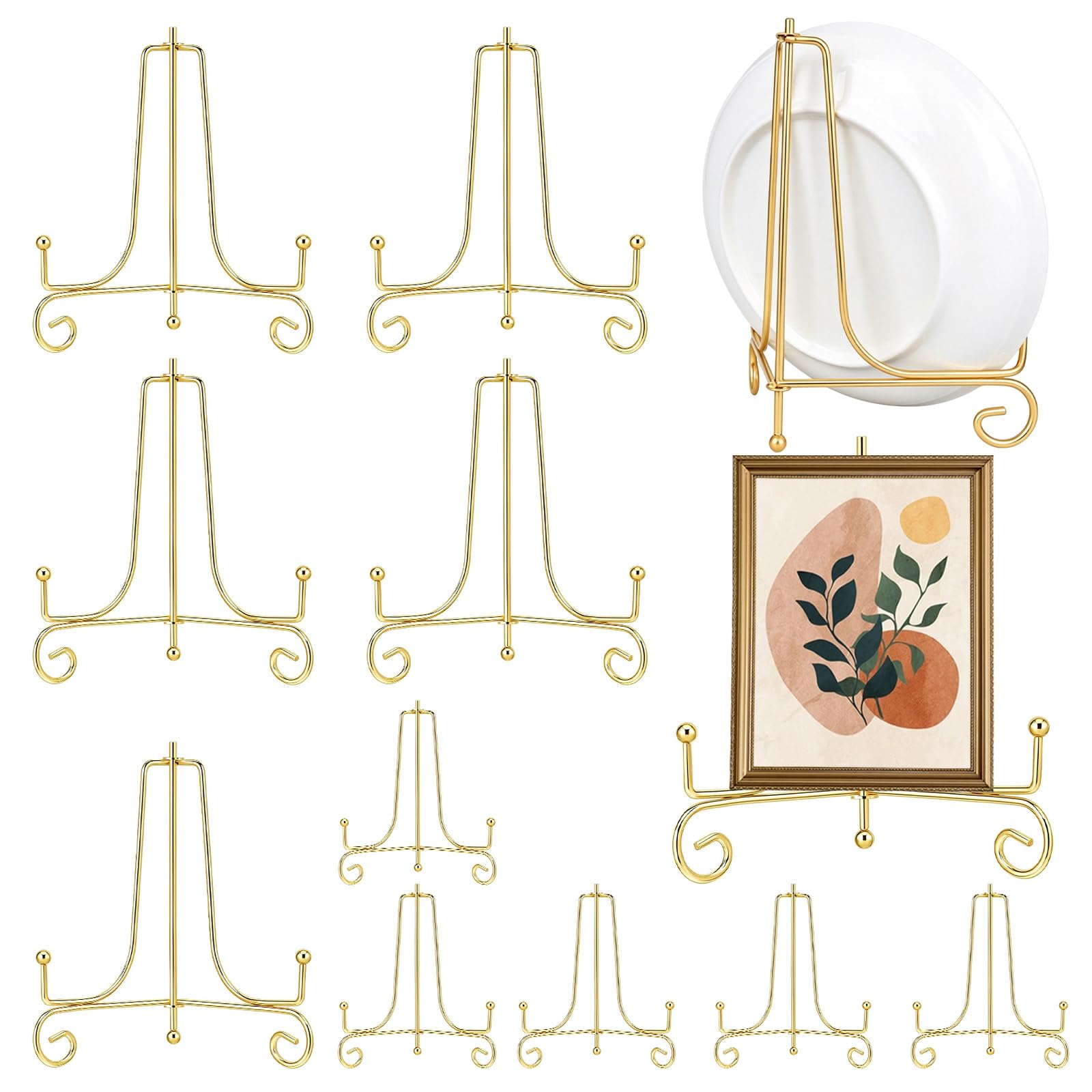 12 Pack Plate Stand for Display Plate Holder 4&6&8 Inch Gold Display Stand