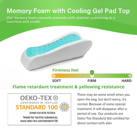 LargeLeaf Chair Ergonomic Armrest Cooling Gel Pads Elbow Pillow Pressure Relief Office Chair Gaming Chair armrest with Memory Foam armrest Pads