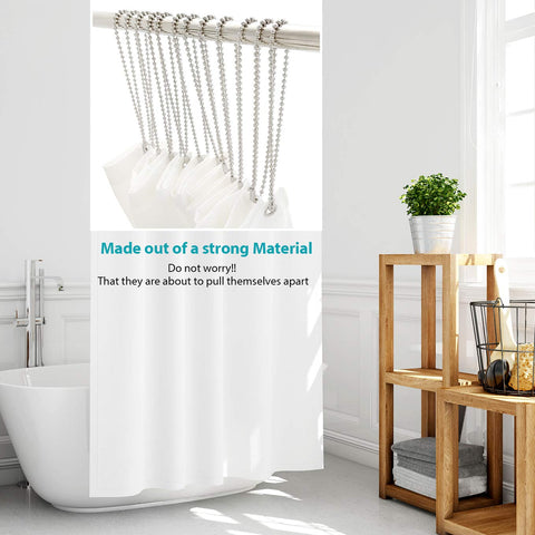 Shower Curtain Hooks Long Size 27inch/70cm, Shower Curtain Rings 12pcs, spa-Quality Look, Stainless Steel